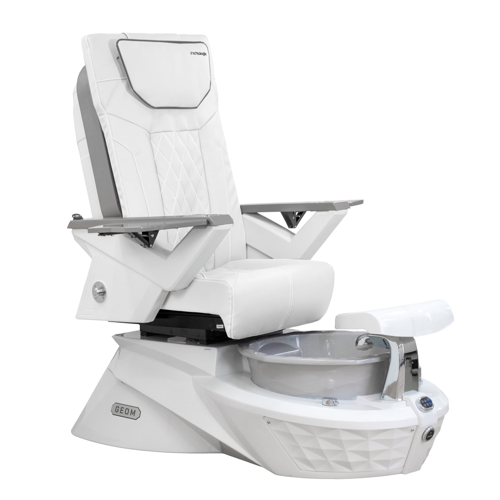 Geom I Shiatsulogic Pedicure Chair FX Massage Chair White/Grey Tub w/ Auto Fill, Discharge Pump, White Cover Set
