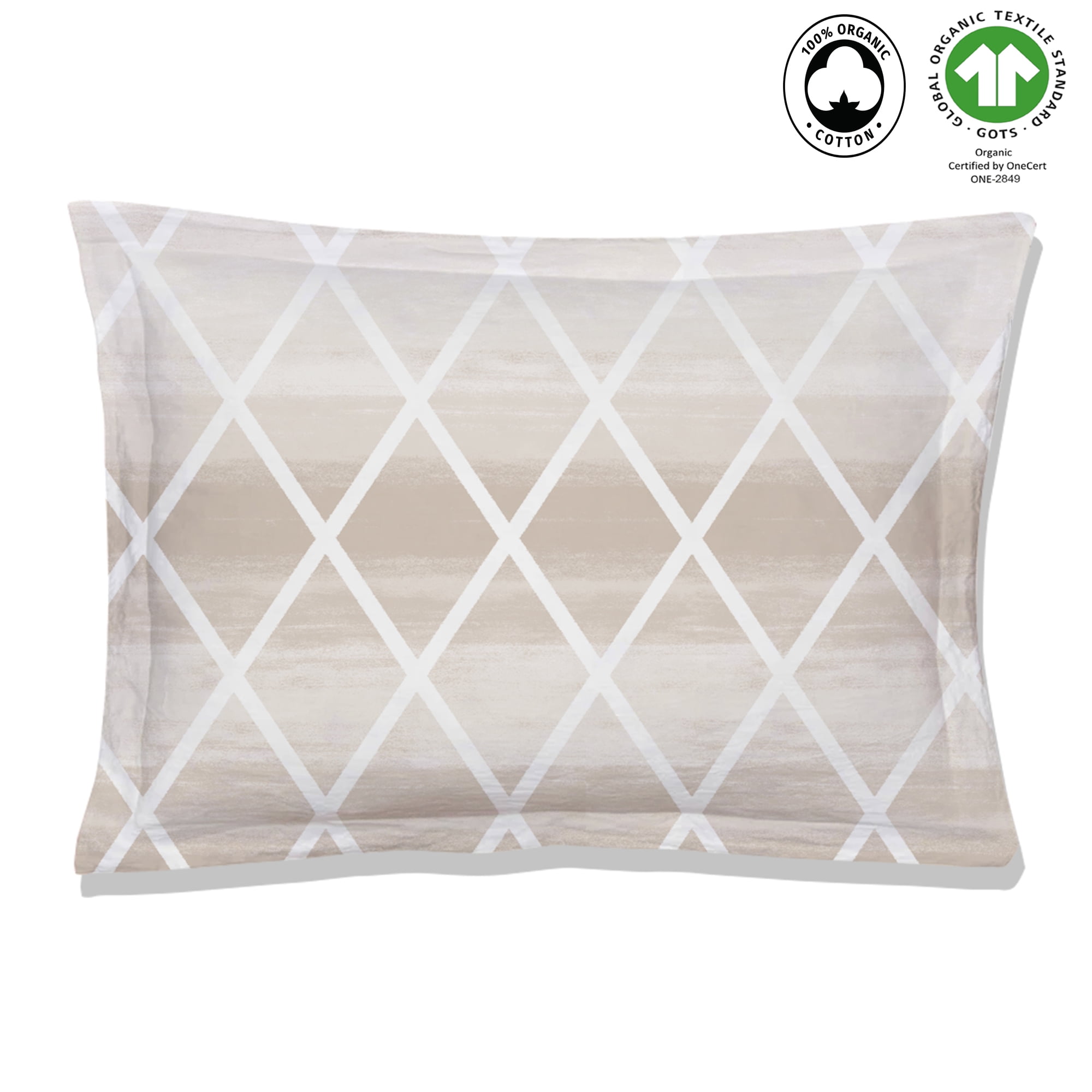 Organic Cotton Beige Geometric Standard Pillowcase Set