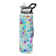 Geomeric Abstract Triangle 32oz Sports Water Bottles Leakproof Tritan Bottle with Straw BPA Free Clear Bottle for Fitness Gym Outdoor Cycling