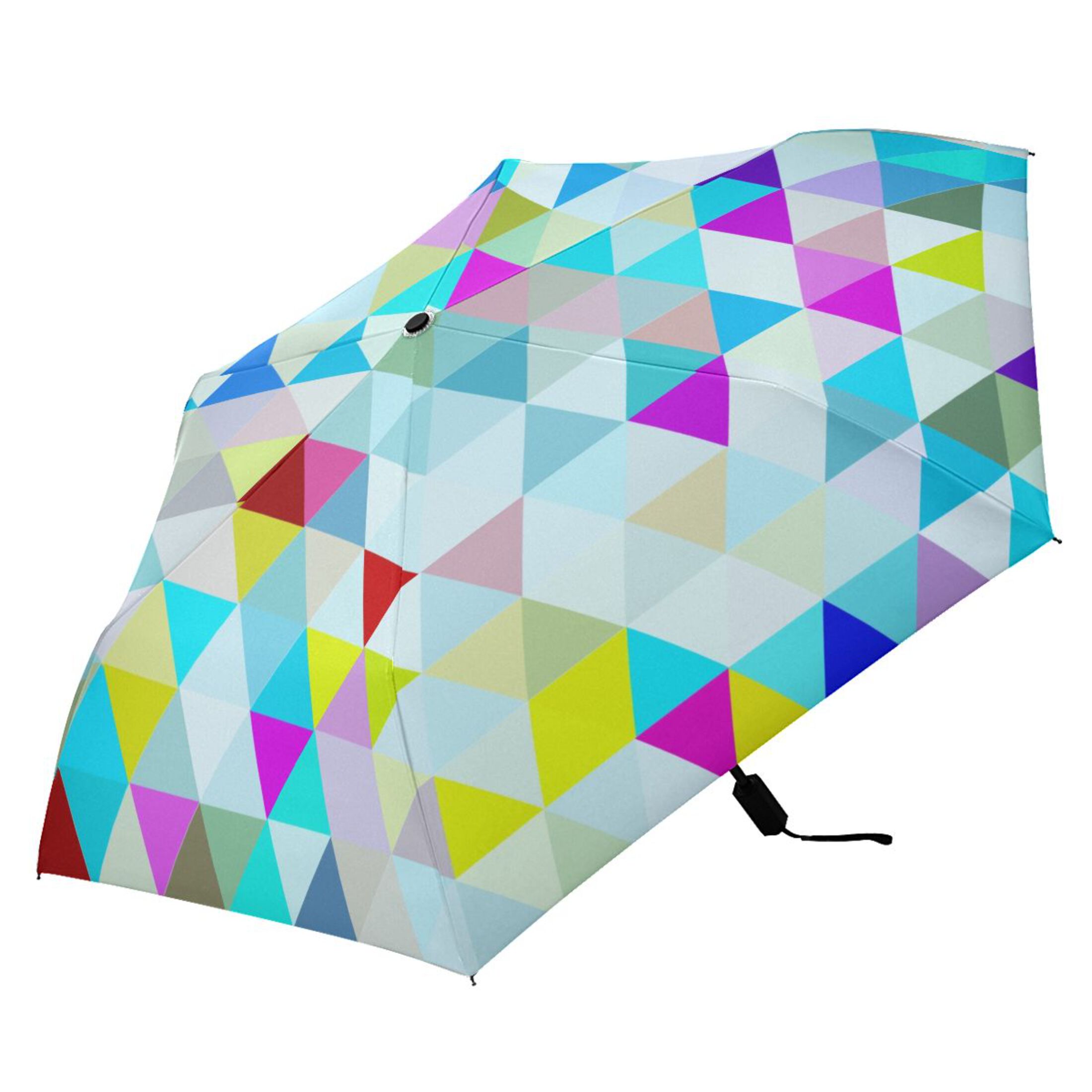 Geomeric Abstract Triangle Compact Folding Umbrella for Rain Windproof ...