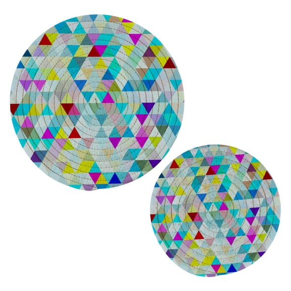 Geomeric Abstract Triangle Pot Holders Set Trivets Hot Pads Cotton Mats for Cooking