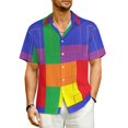 thumbnail image 1 of Geometic Colorblock Beach Shirt Mid Century Summer Casual Shirts Men Elegant Blouses Short, 1 of 5