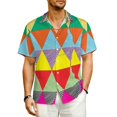 thumbnail image 1 of Geometic Colorblock Beach Shirt Mid Century Summer Casual Shirts Men Elegant Blouses Short, 1 of 5