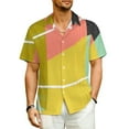 thumbnail image 1 of Geometic Colorblock Beach Shirt Mid Century Summer Casual Shirts Men Elegant Blouses Short, 1 of 5