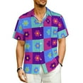 thumbnail image 1 of Geometic Colorblock Beach Shirt Mid Century Summer Casual Shirts Men Elegant Blouses Short, 1 of 5