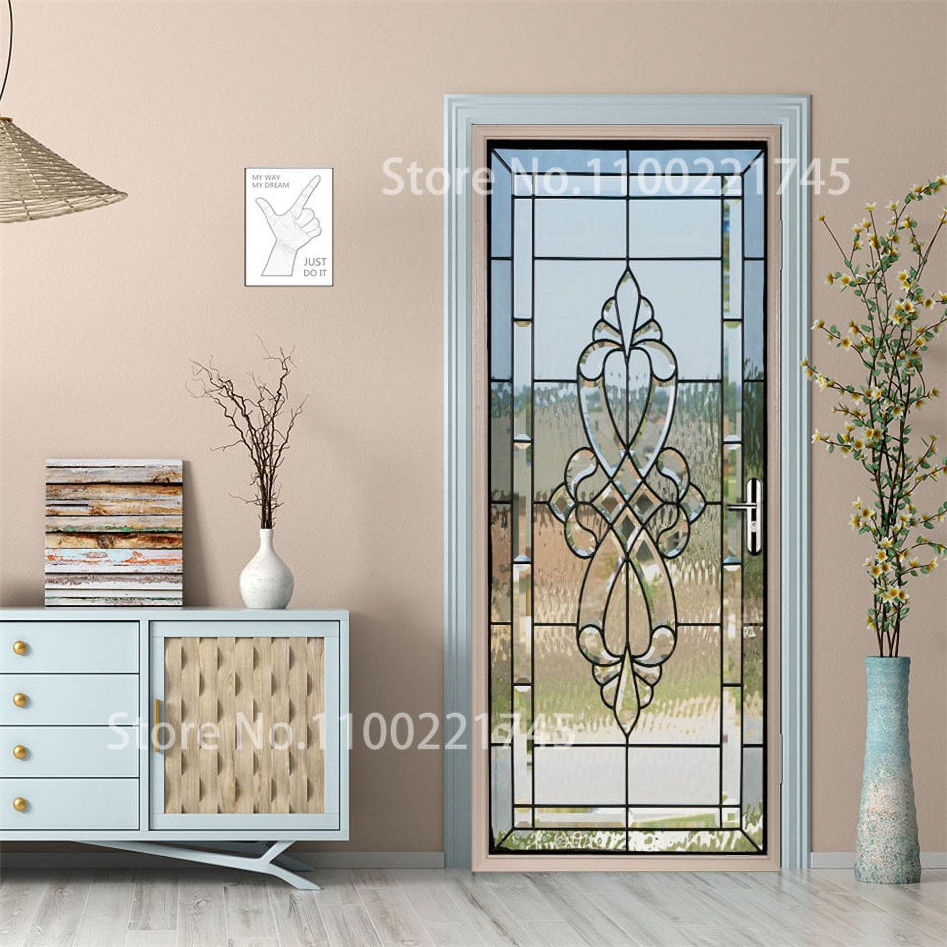 Geometric 3D Door Stickers Self Adhesive PVC Waterproof Full Door Wrap ...
