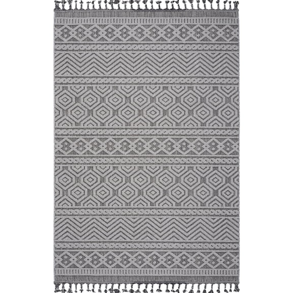 Geometric 4X6 Grey/White - Non-Shedding - Nursery, Suitable for Kids