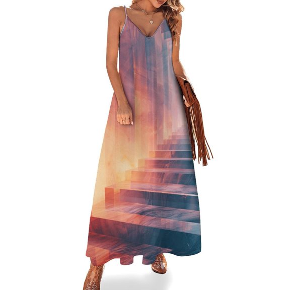 Geometric Abstract 3D Gradient Futuristic Cubes Sleeveless Dress Women's Luxury Party Dress Birthday Dresses for Women