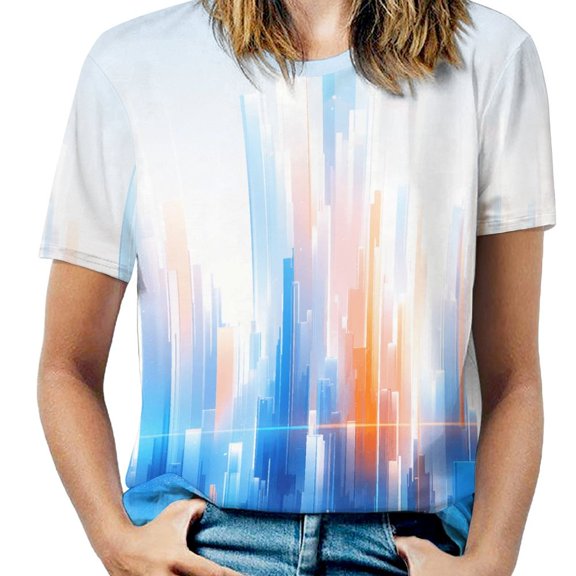 Geometric Abstract 3D Gradient Futuristic Cubes Women's Short Sleeve Tops Casual Blouses T Shirt
