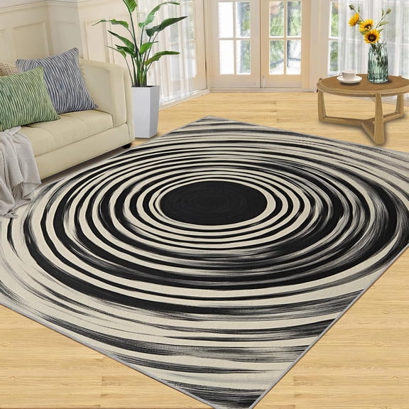 Geometric Abstract Area Rug, Modern Washable Rug, Non Slip Low Pile Carpet for Living Room Bedroom Home Decor 2x3ft
