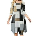 thumbnail image 1 of Geometric Abstract Art Black Gold Grey Womens Summer Dress Tie Back A Line Flare Dress, 1 of 1