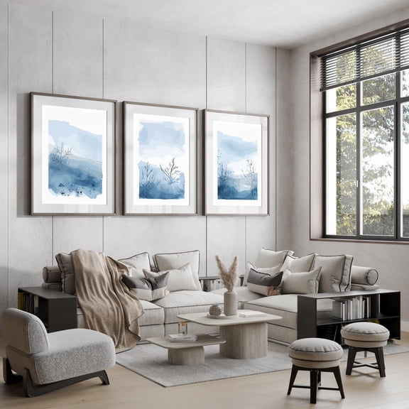 Geometric Abstract Art Neutral Blue Living Room Wall Art Poster Prints Home Decor A5 A4 A3 A2 A1 50x70 Sizes Fast Delivery Poster Set 3