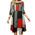 thumbnail image 1 of Geometric Abstract Art Red Black Grey Red Womens Summer Dress Tie Back A Line Flare Dress, 1 of 9