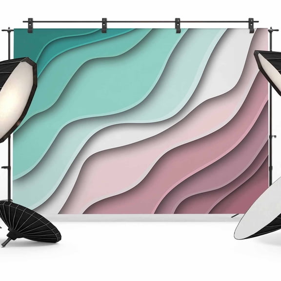 Geometric Abstract Backdrop for Photography, Green Pink Gradient Photo Backdrop Portrait Background Party Banner Photo Backgrounds for Studio Booth Props, 12x8ft