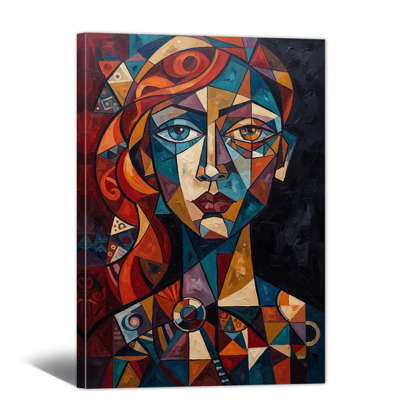 Geometric Abstract Canvas Wall Art Prismatic Face Contour Picture Print, Modern Artwork Color Drawing Boho Painting for Living Room Bedroom Home Office Decor