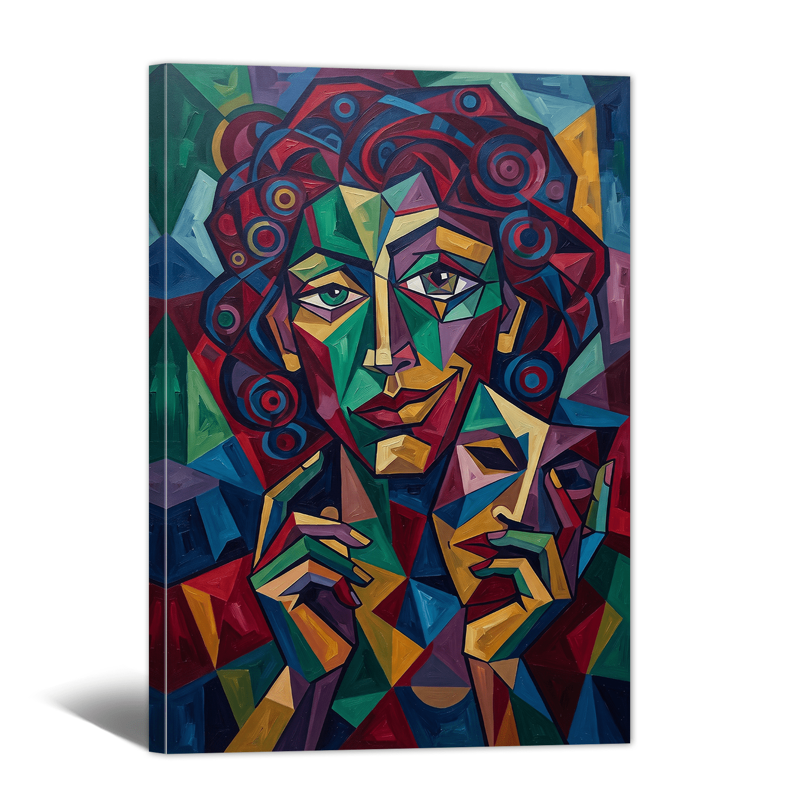 Geometric Abstract Canvas Wall Art Prismatic Face Contour Picture Print ...
