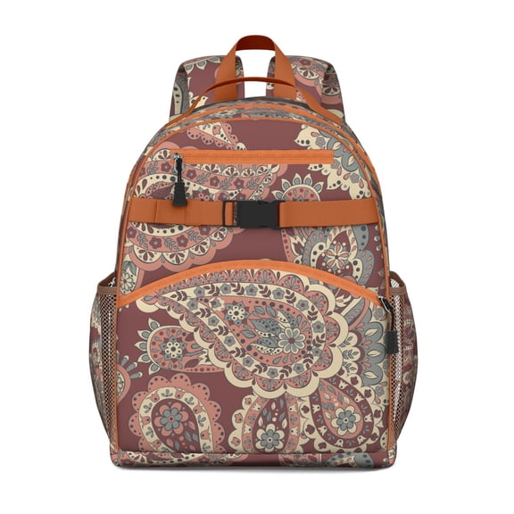 Geometric Abstract Decorative Pattern School Backpack Lightweight Adjustable Straps Chest Buckle Spacious Bookbag For Student And Students