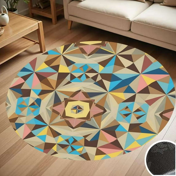 Geometric Abstract Kaleidoscope Pattern Round Carpet Living Room Bedroom Home Decoration Coffee Table Mat Lounge Rug Chair Mats