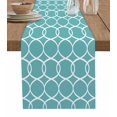 thumbnail image 1 of Geometric Abstract Lines Blue Table Runner Cotton Linen Wedding Decor Tablecloth Festival Kitchen Decor Table Runner, 1 of 4