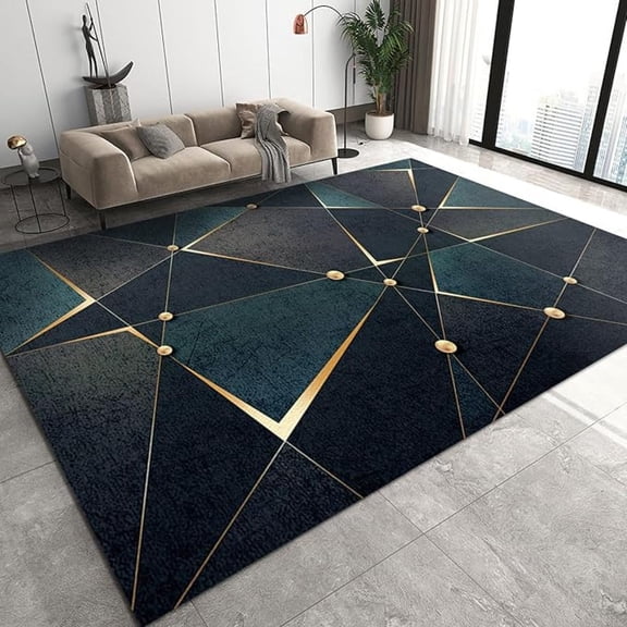 Geometric Abstract Marble Area Rugs, Irregular Golden Interlaced Lines Washable Rug, Living Room Rugs Easy Cleaning Fuzzy Plush Soft Apply To Entrance Door Family And Pet 4x5ft
