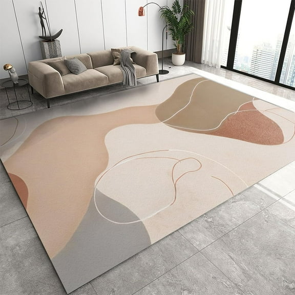 Geometric Abstract Minimalist Style Area Rug, Mid-Century Modern Art Indoor Non-Slip Rugs, Machine Washable Breathable Easy Care Carpet for Front Entrance Floor Decor 5' x 8'