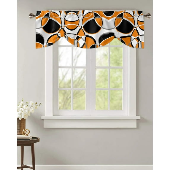 Geometric Abstract Modern Art Orange Kitchen Curtains Balcony Adjustable Roman Blinds Small Short Curtain for Living Room