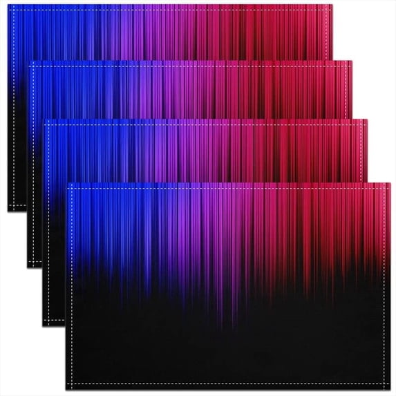 Geometric Abstract Ombre Placemats Set of 4, Blue Purple Red Black Striped Placemats for Dining Table, Modern Abstract Art Washable Fabric Decoration Table Mats Placemat 18"x12"