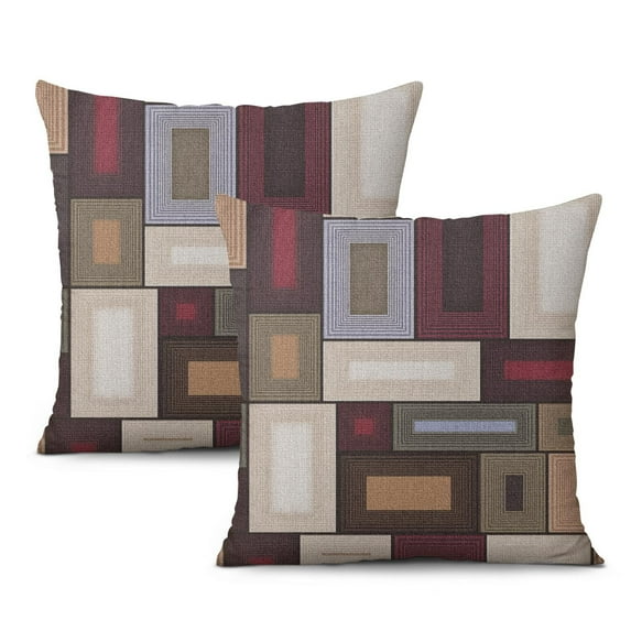 Geometric Abstract Pillow Covers 20x20 Inch Linen Decorative Square Throw Pillow Covers for Home Sofa Bedroom Outdoor Indoor