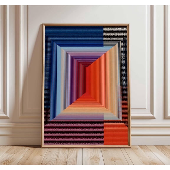 Geometric Abstract Poster Modern Optical Illusion Bold Colorful Art, Unframed Poster