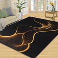 thumbnail image 1 of Geometric Abstract Rugs For Living Room, Simple Black Gold Rugs For Bedroom, Ultra Soft Short Pile Machine Washable Carpet For Kids Room Under Kitchen Table Apartment Office, 1 of 7