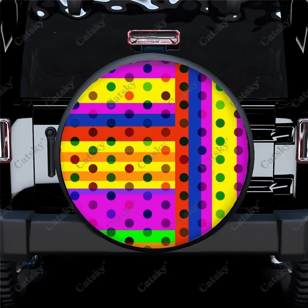 Geometric Abstract Shapes Print Spare Tire Cover Waterproof Tire Wheel