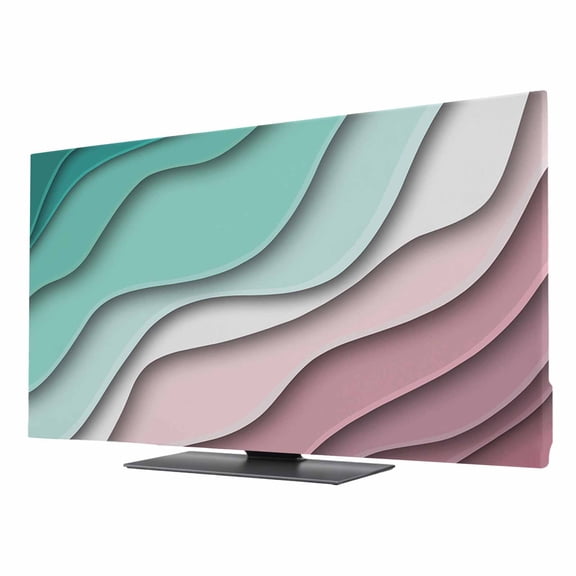 Geometric Abstract TV Dust Cover 24 Inch, Green Pink Gradient Computer Monitor Cover Dustproof Stretchable Indoor TV Screen Protector for LED LCD Universal Monitors