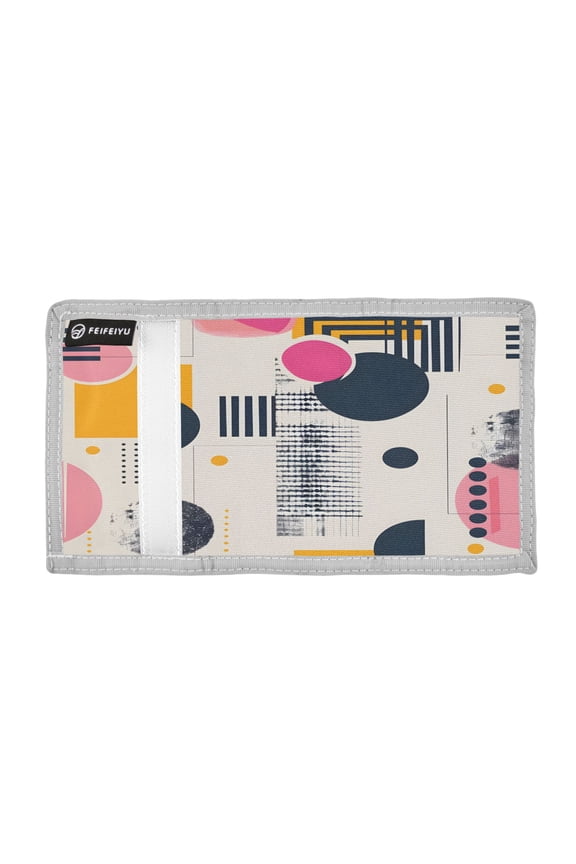Geometric Aesthetics Trifold Wallets Card Holders Coin Pockets with Lanyards Portable Unisex
