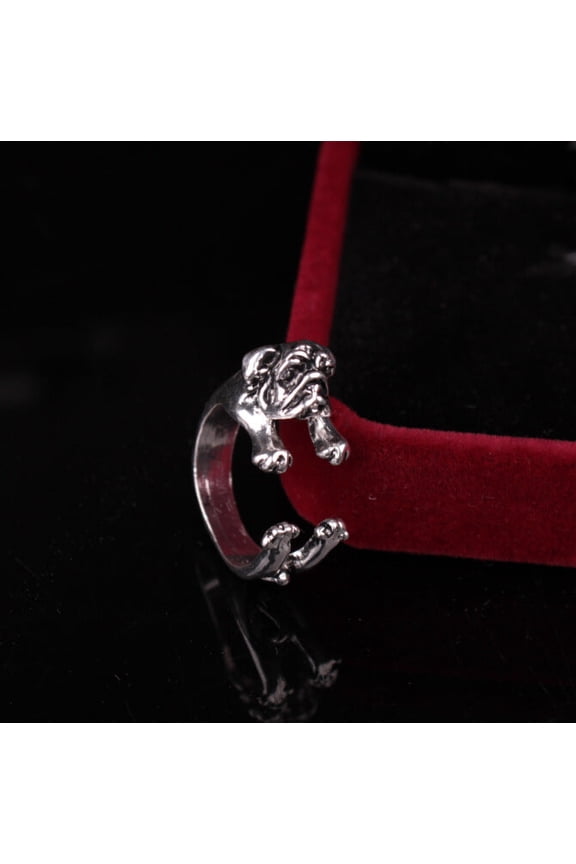 Geometric Alloy Pug Dog & Shar Pei Rings: Animal Breed Fashion Jewelry, Unique Gifts for Women & Men, Pet Lovers Accessories