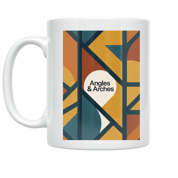 Geometric Angles & Arches Design - Modern Art Enthusiast - 11 oz Ceramic Coffee Mug