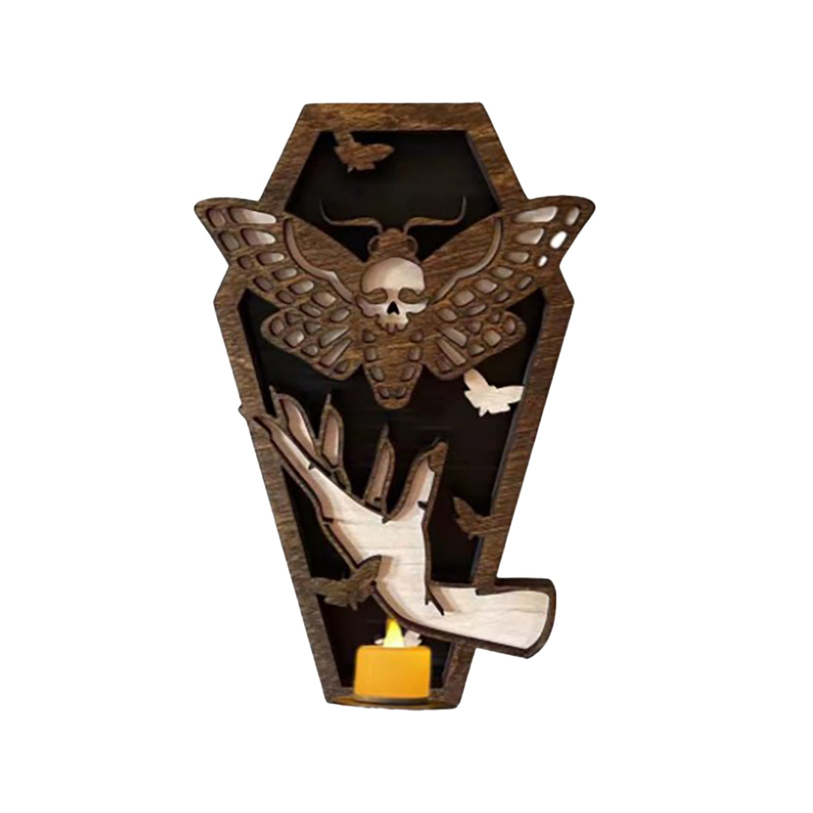 Geometric Animal Sculpture Witch Candle Holder Wall With Flying Moths