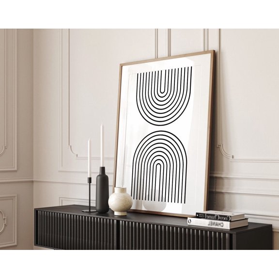 Geometric Arch Art, Mid Century Arch Line Art, Modern Geometric Art, Mid Century Modern Art, Rainbow Line Art, Wall Art, Modern Wall Decor, 16x24 UNFRAMED