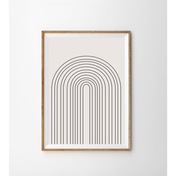 Geometric Arch Neutral Rainbow Mid Century Modern Office Wall Art Unframed Paper Print