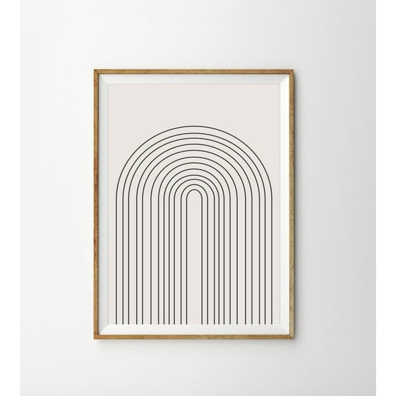 Geometric Arch Print Neutral Rainbow Mid Century Modern Art Print Wall Art Prints Office Decor Wall Art, Modern Wall Decor, 16x24 UNFRAMED
