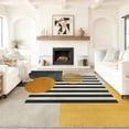 thumbnail image 1 of Geometric Area Rug Orange Grey Abstract Modern Carpet Washable Door Mat Low Pile Indoor Floor Rugs Boho Soft Non Slip Rug for Living Room Bedroom Dinning Office Home Decor-5' x 6', 1 of 7