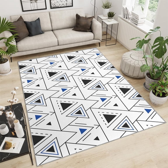 Geometric Area Rugs - Geometric Living Room Rug Minimalist Triangle Pattern Bedroom Rug White Rug Modern Style Bathroom Rugs Apply To Living Room Bedroom 1x2ft