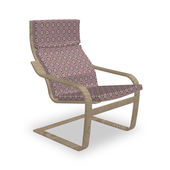 Geometric Armchair Pad and Slipcover, Floral Arrangement Oriental Middle Eastern Motifs Vintage Palette, 1 Piece Soft Cushion Replacement with Removable Cover, Pale Orange Mauve Coral, by Ambesonne