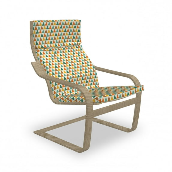 Geometric Armchair Pad and Slipcover, Retro Style Triangle Forms Geometric Arrangement Colorful Shapes Vintage Pattern, 1 Piece Soft Cushion Replacement with Removable Cover, Multicolor, by Ambesonne