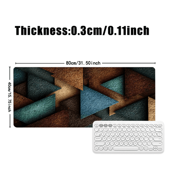 Geometric Arrow Design Rubber Mouse Pad 31.5 x 11.82 Inches - Durable Office Desk Accessory with Textured Earth Tones
