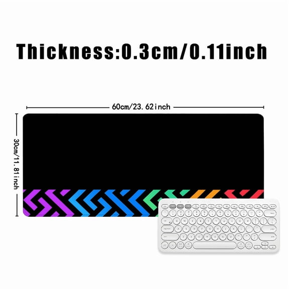 Rainbow Geometric Arrow Mouse Pad 31.5 x 11.82 inches Rubber Desk Mat for Office and Gaming