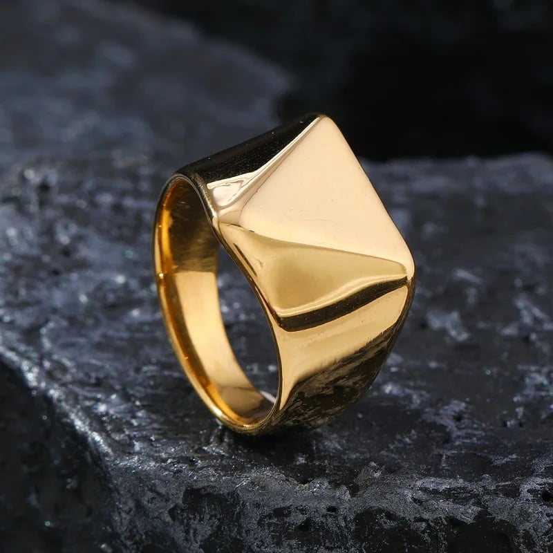 Signet Ring Gold Thumb Ring Men Geometric Arrow Square Men 14K