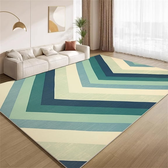 Geometric Arrow Stripes Area Rugs, Blue Green Carpet, Washable Non Slip Low Pile Soft Rug for Living Room Bedroom Entry Decor Mat 2ftx3ft