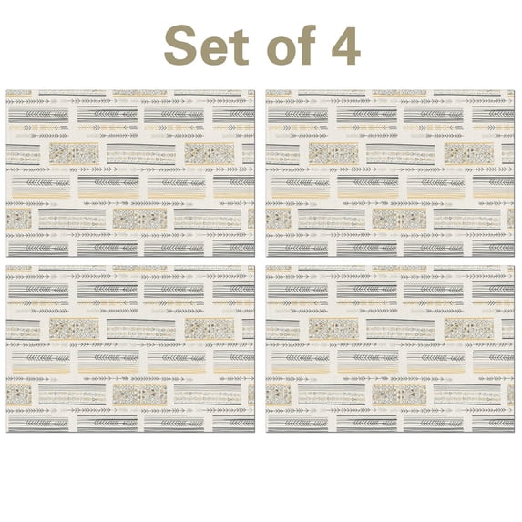 Geometric Arrow White Pattern Linen-look Placemats Set Of 4, Restaurant ...