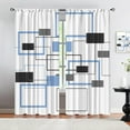 thumbnail image 1 of Geometric Art Aesthetic Abstract Kids Boys Teen Window Drapes, Teal and Turquoise Aqua Blackout Window Curtain, Medieval Filter Light Window Shades for Kitchen Living Room Bedroom-W52xL84in, 1 of 6