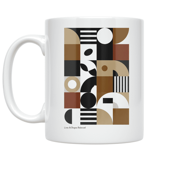 Geometric Art Lines and Shapes - Design Lover - 11 oz Ceramic Coffee Mug